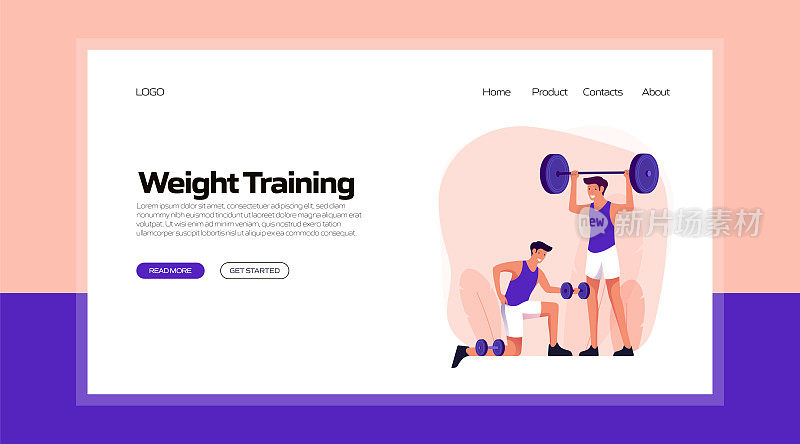 Fitness and Workout Concept Landing Page Design. Modern Flat Style Vector Illustration